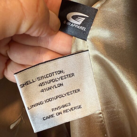 Vintage Kenneth Cole Military Trench Coat Jacket Y2K Medium Tan Retro Cargo - Picture 10 of 12